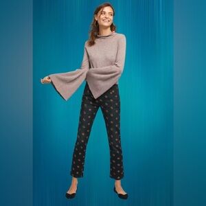 Anthropologie Pilcro Black Jeans with Embroidered Gold Accents